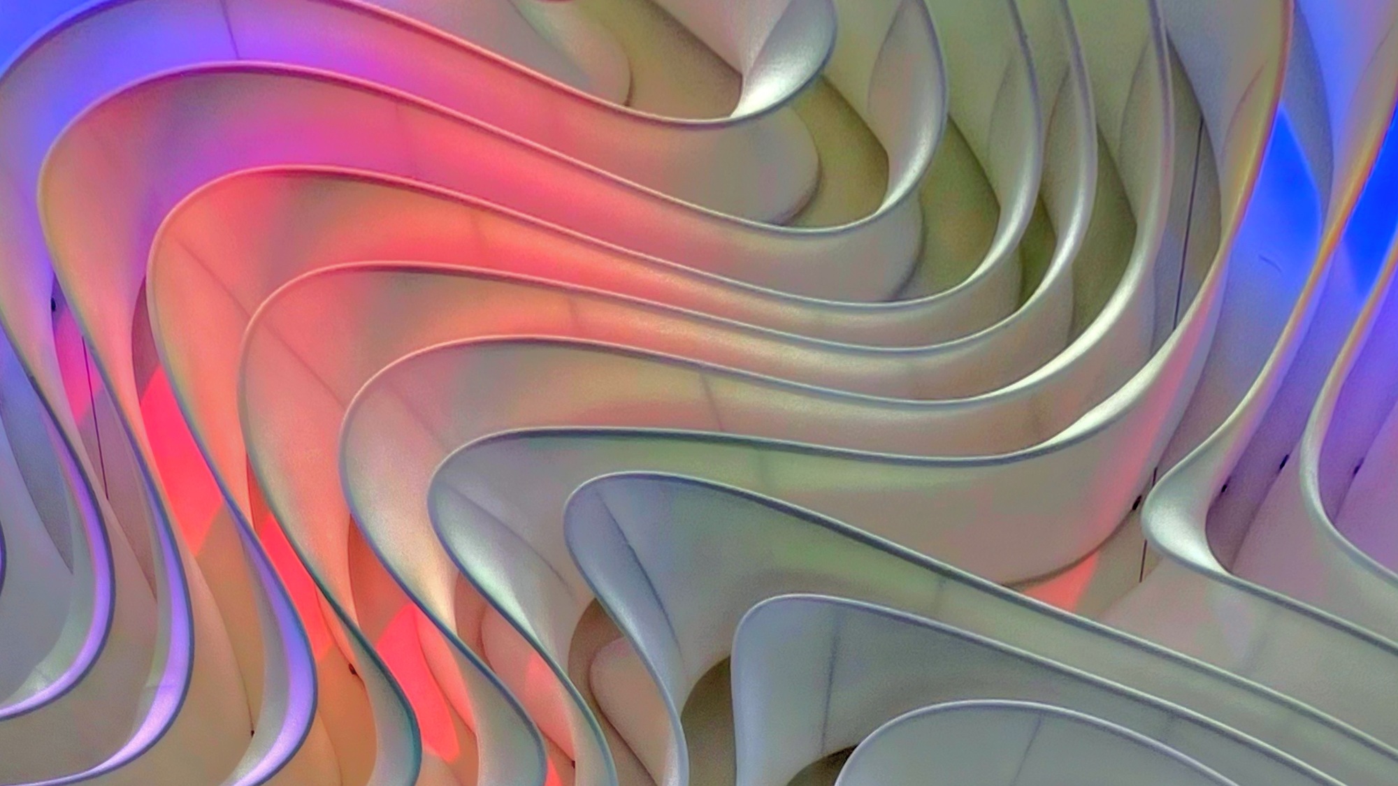 Abstract background decorative architectural acrylic design on interior wall.